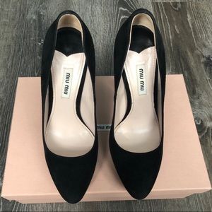 MIU MIU Camoscio NERO Suede Leather Platform PUMPS